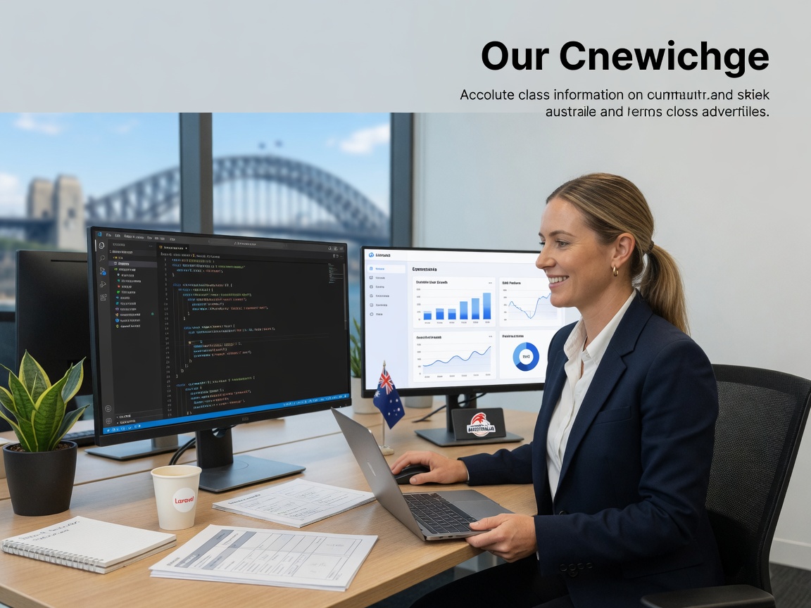 Professional banner featuring a diverse Australian developer team collaborating on Laravel projects in a modern workspace