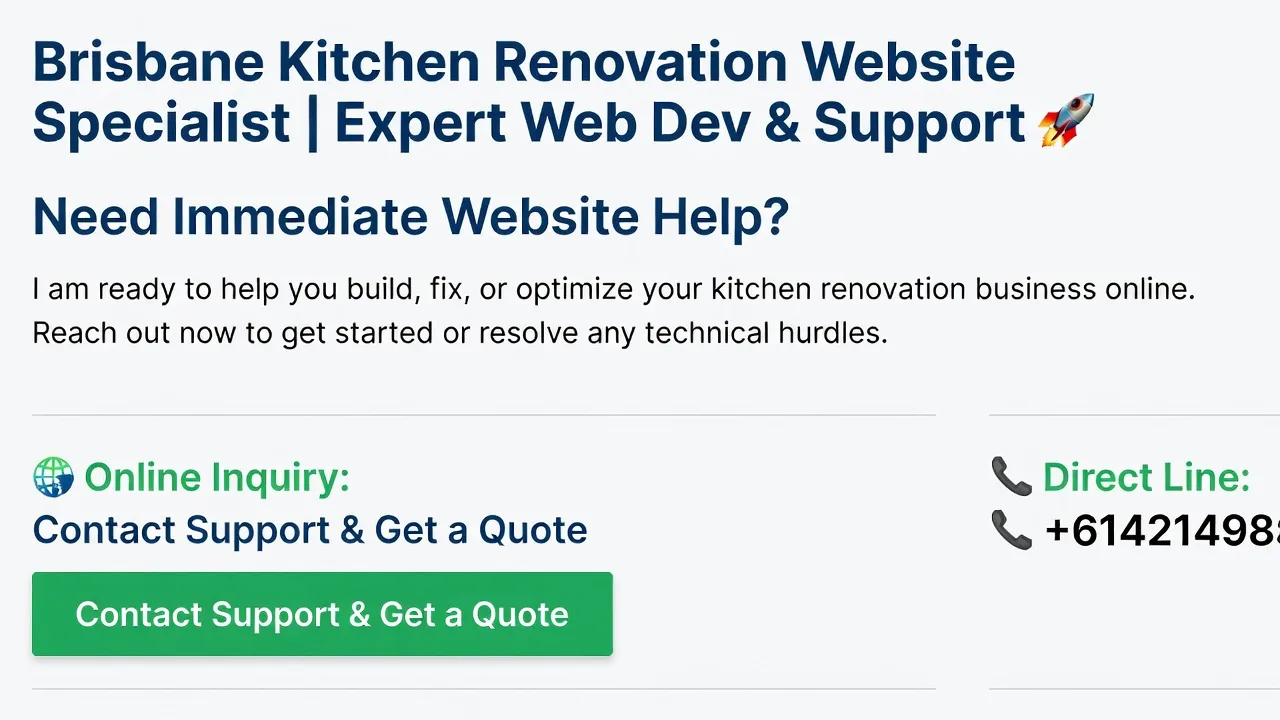 Brisbane Kitchen Renovation Website Specialist | Expert Web Dev & Support 🚀